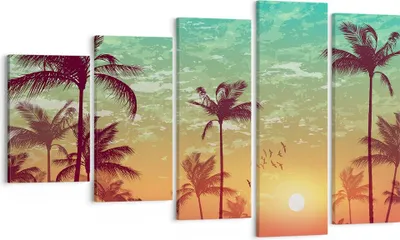 Produktbild von Bild auf Leinwand - Leinwandbild - Horizont Küste Kokosnuss Himmel - 100x60cm - Wand Bild - Wanddeko - Leinwanddruck - Bilder - Kunstdruck - Leinwand bilder - Wandkunst - EG100x60-3121