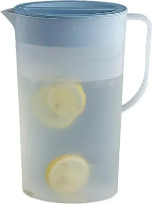Produktbild von Kunststoffkrug mit Deckel, umweltfreundliche Karaffen, Mixgetränke, Wasserkrug für heiße/kalte Getränke, Limonade, Saft, Getränkekrug, Eistee-Wasserkocher