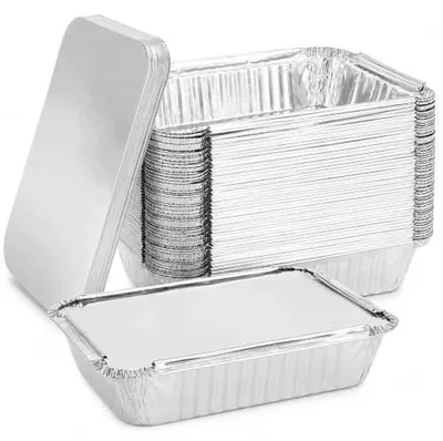 Zdjęcie produktu dla Miski aluminiowe grillowe z pokrywką 800 ml zestaw 100 szt do grilla
