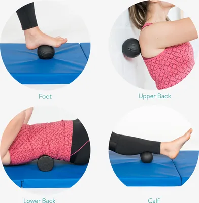 Produktbild von Navaris Faszien Set 4tlg. Massageroller - 1x Faszienrolle 1x Peanut Duo Massageball 2x Faszienball - Massage Bälle Duoball - Rücken Nacken Yoga