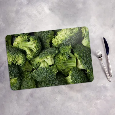 Produktbild von Tischset 4x45x30 cm + 10fi cm Platzset Tischmatte Platzmatte Untersetzer - grüner frischer Brokkoli