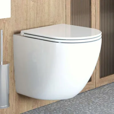 Imagen del producto de OLTENS Hamnes, inodoro de pared con descarga profunda, diseño PureRim, 35,5 x 52 cm