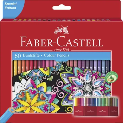 Produktbild von FABER-CASTELL 111260 Kredki ołówkowe CASTLE 60 kolorów w kartonowym pudełku Promo (S-PL)