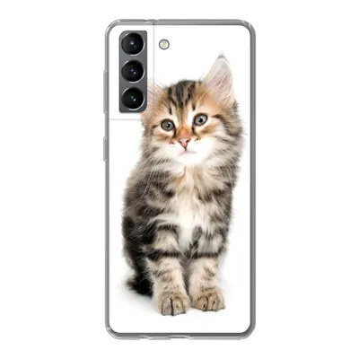 Produktbild von MuchoWow® Handyhülle Schutzhülle Hülle für Samsung Galaxy S21 Kätzchen - Weiß - Nase - Mädchen - Kinder - Jungen - Kinder Silikon Softcase Handy Hülle - Softcase