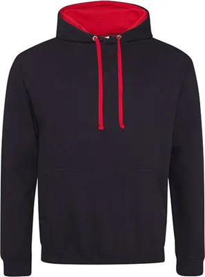 Produktbild von Just Hoods JH003 | Varsity Herren Hoodie / Kaputzenpullover - Farbe: Jet Black/Fire Red - Größe: L