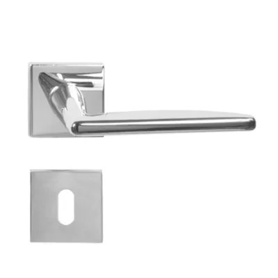 Produktbild von DOMINO Türgriff Drückergarnitur BB-Buntbart Set | quadratische Rosette | Türklinke für Zimmertür, Bürotür, Kellertür & Innentür | Türbeschläge aus Znal  |Chrom Türdrückergarnitur |EASY QR SLIM M6