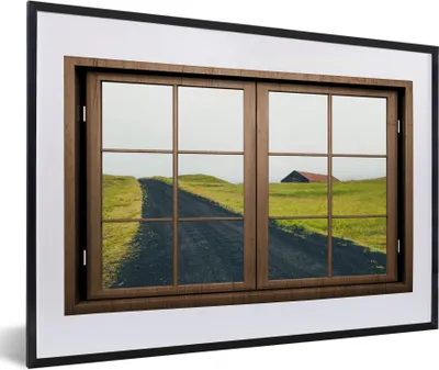 Produktbild von MuchoWow® MuchoWow® Gerahmtes Poster Aussicht - Natur - Haus 60x40 cm - Poster mit zchwarzem Bilderrahmen - Schlafzimmer - Plakat in Rahmen - Drucken
