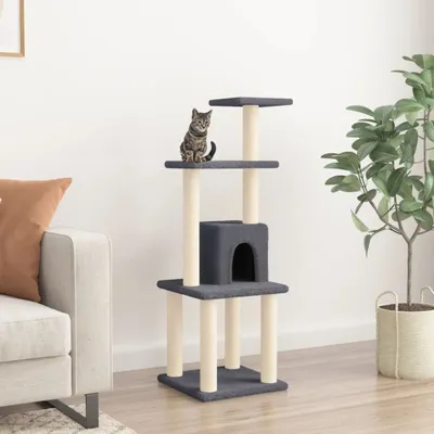 Produktbild von The Living Store Strom pro kočky se sisalovými škrabadly Dark Grey 105 cm