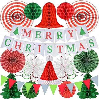 Produktbild von Weihnachtsdeko Set - Banner Girlande Papier Weihnachtsbaum Girlande
