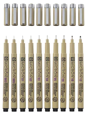 Produktbild von Sakura Pigma Micron Etui mit 10 Finelinern, schwarz