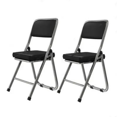Immagine prodotto di Set di 2 sedie da pranzo - Sedia pieghevole per conferenze - Ecopelle - Struttura in acciaio - 45x46x82 cm - Nero
