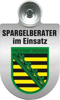 Produktbild von Einsatzschild mit Saugnapf - Spargelberater im Einsatz - incl. Regionenwappen 393835 Color - Region Freistaat Sachsen