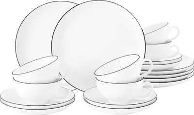 Produktbild von Seltmann Weiden Teeservice 18-tlg Lido Black Line | Auswahl Teeservice A : Teeservice A Ausführung: Teeservice A