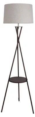 Produktbild von Stehleuchte - Stehleuchte mit integriertem Tisch "TORA", Stehlampe im Scandi Style, aus Metall und Textilmaterial in schwarz, 158 cm hoch, Ø 51 cm, E27-Fassung – Druckschalter