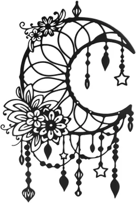 Productafbeelding van Ibenzoa® Metalen wanddecoratie met bloemen- en sterrenmotief, geschikt voor binnen- en buitengebruik, gepoedercoat, 30 x 20 cm