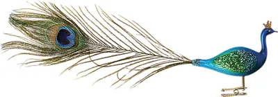 Produktbild von Christbaumschmuck Glas Pfau auf Clip 28cm türkis