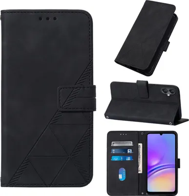 Obrázek produktu pro Flipové kožené pouzdro pro Samsung Galaxy A05 peněženkový design pouzdro s embosováním, držákem karet a stojánkem černé