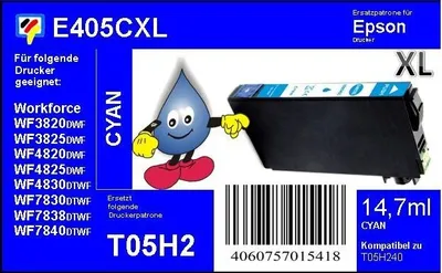 Produktbild von 405XL cyan TiDis Ersatzpatrone m.14,7ml Tinte - ersetzt T05H2