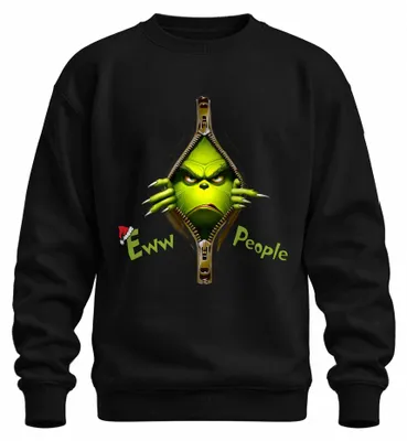 Imagen del producto de Sudadera con cremallera uni, diseño "Grinch", color negro, talla M. Ideal para Navidad. Diseño con la imagen del Grinch