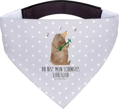 Produktbild von Mr. & Mrs. Panda Hunde Halstuch Bär Lied - Grau Pastell - Geschenk, Hundehalstuch, Partner, Valentinstag, Hund, Für, Teddy, Liebe, Frau, Tuch, Herz
