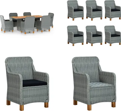 Image de vidaXL Ensemble de jardin 7 pièces avec coussins Poly Rotin Gris clair - Ensemble de meubles de jardin - Table Et Chaise De Jardin