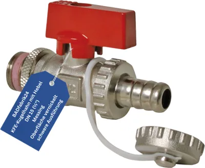 Produktbild von BADfabrik24 KFE-Kugelhahn mit Hebel DN15 (1/2") vernickelt Schwermodell