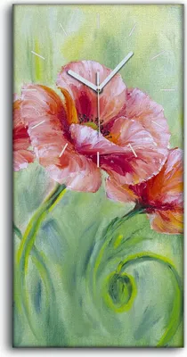 Produktbild von Küche Wohnzimmer Wand Leinwand Uhr 30x60 Gemälde Blumen Pflanzen Kunst - weiße Hände