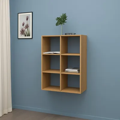 Produktbild von Bücherregal Dmanzar, Schrank mit Regalen, Bürobibliothek, 100% Italy, Eiche, cm 60x25h90