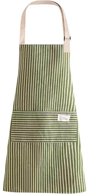 Productafbeelding van Groene schort voor de keuken, met zak, verstelbaar, katoen/linnen, 70x68 cm