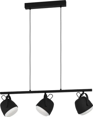 Produktbild von EGLO Hängelampe Upanema, Pendelleuchte Esstisch, Deckenlampe hängend, Stahl in schwarz, Glas geätzt in weiß E27 Fassung, L 89 cm