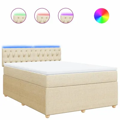 Produktbild von vidaXL Boxspringbett mit Matratze Creme 140x200 cm Stoff