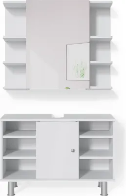 Produktbild von Badmöbel-Set Vicco Fynn Weiß 2 Teile, Unterschrank 80 cm, Model 34713