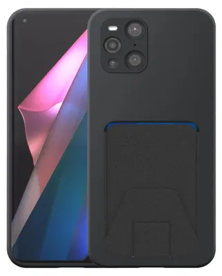 Produktbild von Geeignet für Oppo Find X3 Pro Phone Case mit verstellbarem Leder Kartenschlitz - Flexible Back Cover Case Silikon TPU mit verstellbarem Leder Kartenschlitz - Schwarz - Smartphonics