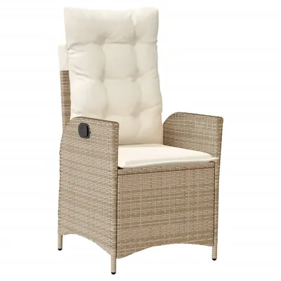 Produktbild von Gartensessel mit Kissen Verstellbar Beige Poly Rattan
