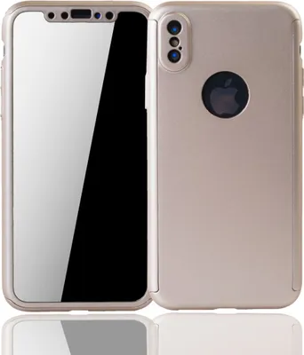 Produktbild von Handyhülle Schutzhülle für Apple iPhone X Full Case Cover Displayschutz 360 Gold