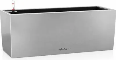 Image de LECHUZA Bac à plantes BALCONERA Steel 50 gris perle satiné | Bac à plantes pour balcon avec arrosage | Surface en acier inoxydable |50 x 19 x 19 cm| 11760