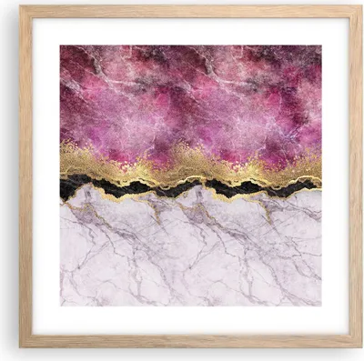 Produktbild von Gerahmtes Poster - Rahmen in heller Eiche - Rosa golden Hintergrund - 40x40 cm - Wand Bild - Wanddeko - Wandbilder - Kunstposter - Wandposter - Bilderrahmen - Bilder - Kunstdruck - P2NAC40x40-5038