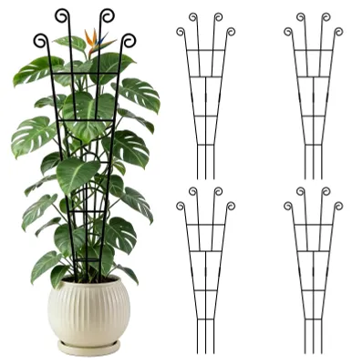 Imagen del producto de Elzusha - Soporte metálico para plantas, 125 cm, forma semicircular, juego de 4 unidades, ideal para plantas trepadoras y rosales