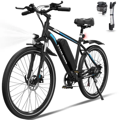 Produktbild von EVERCROSS TECH 26 Zoll Elektrofahrrad, Abnehmbarer 36V 10.4Ah-Akku, 7 Gang Mountainbike, Reichweite 35-90km, LCD-Bildschirm, verstellbare Höhe E-Bike