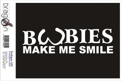 Produktbild von Aufkleber / Autoaufkleber - JDM / Die cut / Auto / OEM - Boobies make me smile - 210x70 mm silber - Heckscheibe / Heckscheibenaufkleber