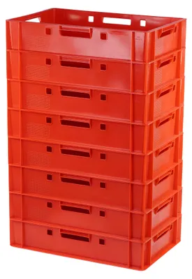 Produktbild von 8 Stück Eurokisten E1 Metzgerkiste in verschiedenen Farben Farbe: rot