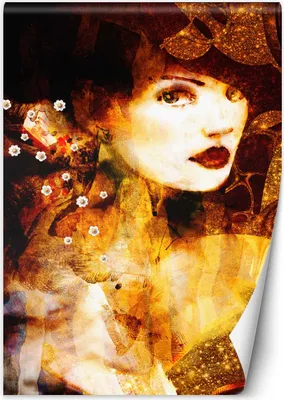 Produktbild von Vlies fototapete Bildnis einer goldenen Frau Aquarell 100x140 cm Feeby Gold inkl. Kleber einfache Montage