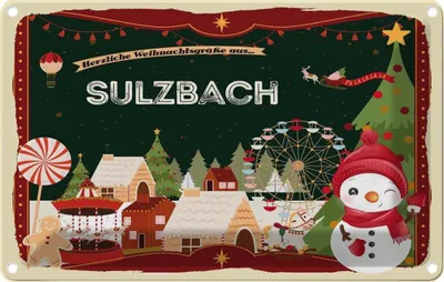 Produktbild von vianmo Blechschild 20x30 cm Weihnachten SULZBACH
