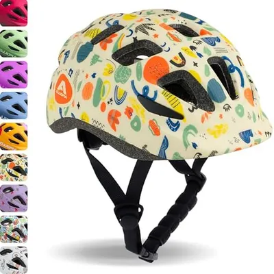 Immagine prodotto di Casco per bambini - Casco da bicicletta per bambini - Sicurezza in bicicletta - Taglia regolabile - 48-56 cm - Stile anni '90