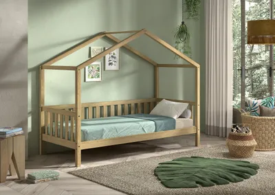 Produktbild von VIPACK - Dallas 1 Hausbett mit seitlicher Umrandung 90x200cm Liegefläche, Eiche Natur