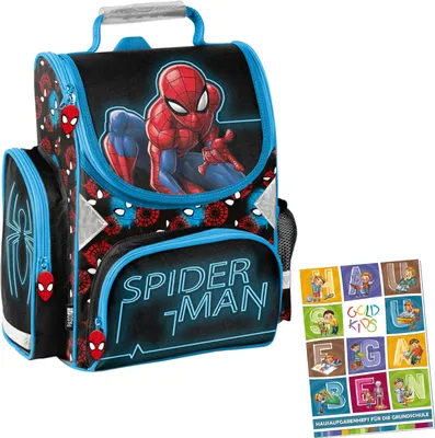 Produktbild von Schulranzen Ranzen Marvel Spiderman Comics schwarz Tornister Jungen Mädchen ab der 1. Klasse der Grundschule ink. Aufgabenheft