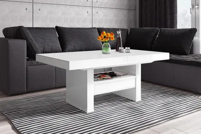 Produktbild von Design Couchtisch Tisch HLU-111 Schublade höhenverstellbar ausziehbar Esstisch