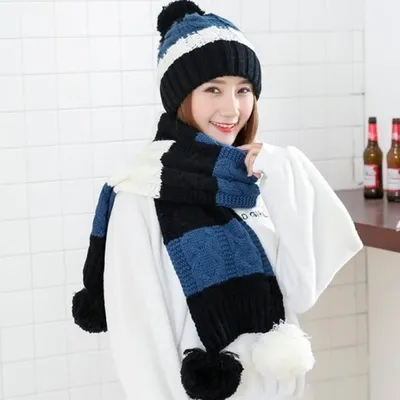 Produktbild von Trendige schwarze Mütze und Schal für kalte Tage KP21604