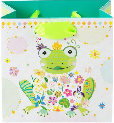 Zdjęcie produktu dla Goldbuch Happy Frog, Torebka na prezent, Wielobarwny, Wzór, Urodziny, Zielony, 100 mm