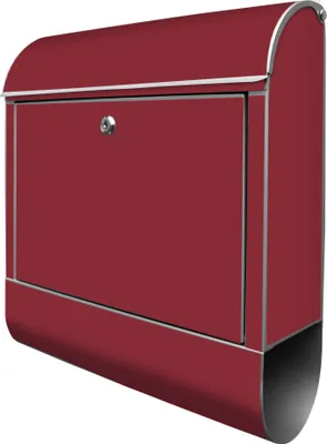 Produktbild von banjado Design Briefkasten Stahl silber mit Zeitungsfach pulverbeschichtet "Burgund" 38x46x12,5cm & 2 Schlüssel - Postkasten A4 Einwurf inkl. Montagematerial [BK-0013]